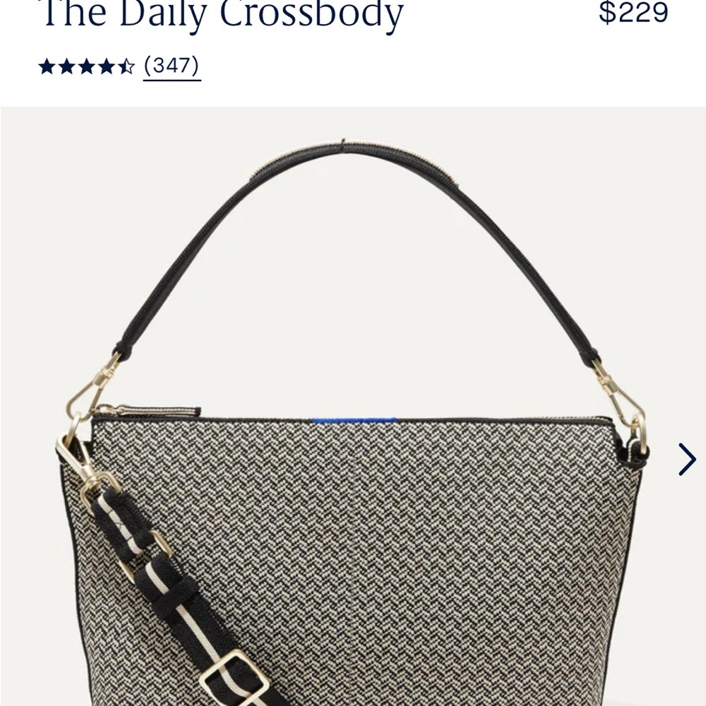 Rothy’s The Daily Crossbody Black Herringbone Purse